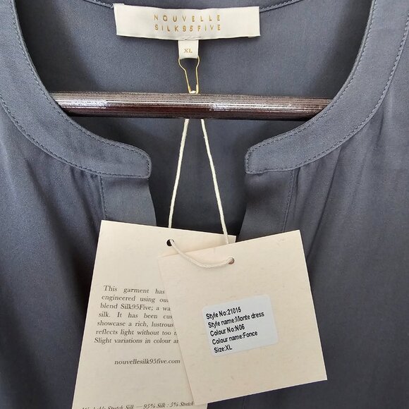 Nouvelle Silk95Five Monte Dress in Fonce | XL | 95% Silk Blend | NWT - Picture 2 of 4